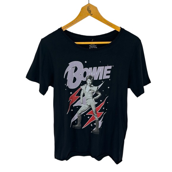 Recycled Karma Tops - NWT Recycled Karma David Bowie Chewed Neck and Sleeve Cuff Graphic Band Tee READ